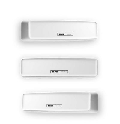 Grafik PureLine Airbar - weiße Ausführung mit 3 Ansichten links, Front, rechts